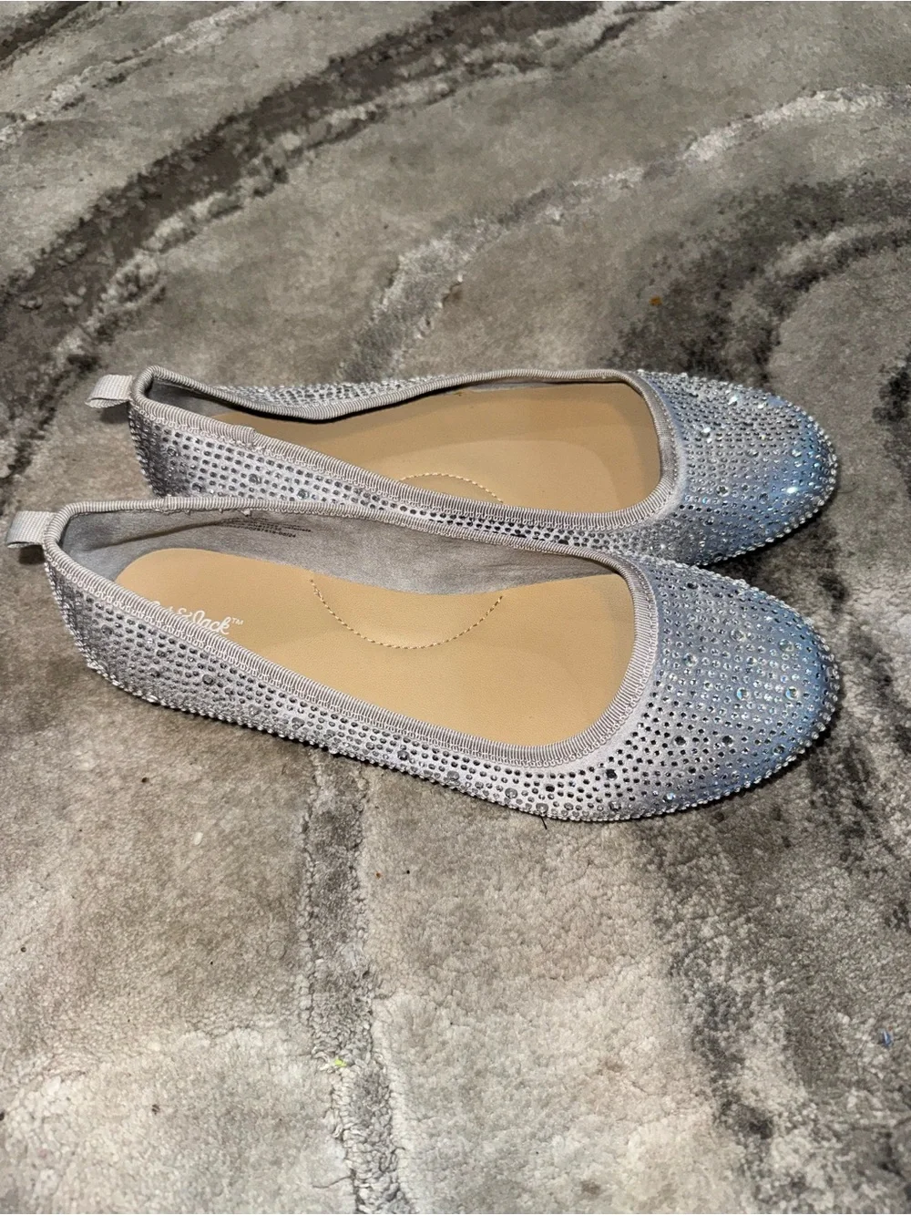 Cat & Jack Silver Crystal Ballet Flats for Girls